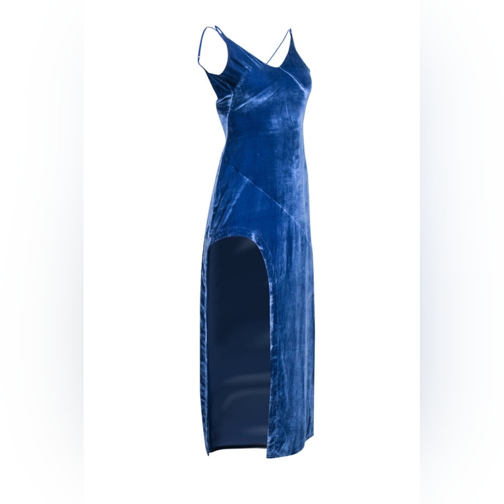 For Love & Lemons - Blue Velvet "Nadine" Maxi Dress Sz S